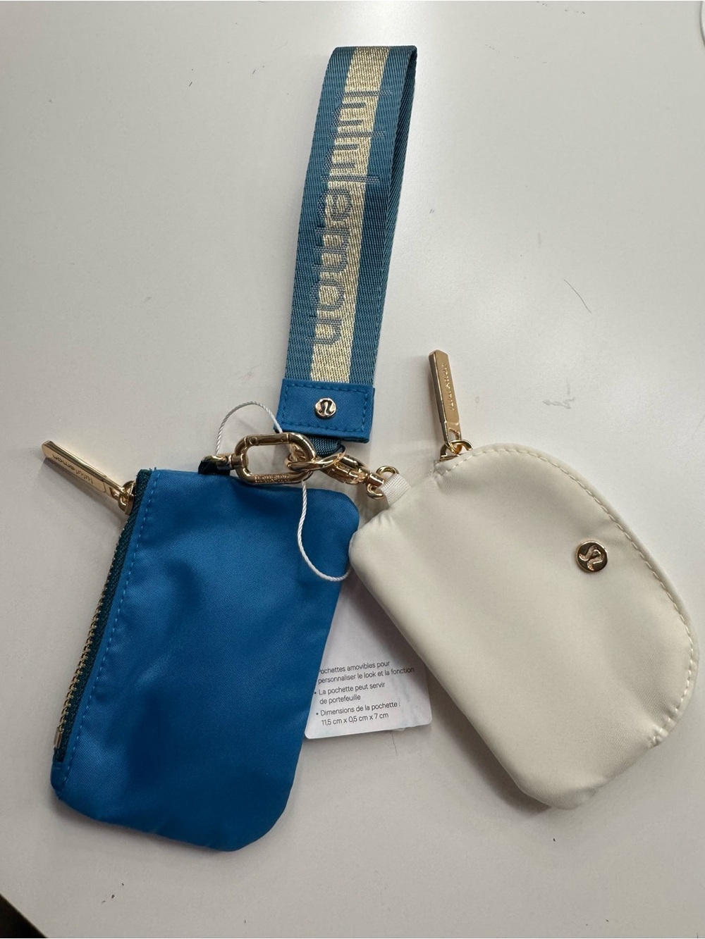 athletica Blue & White Wristlet Key Pouch Set